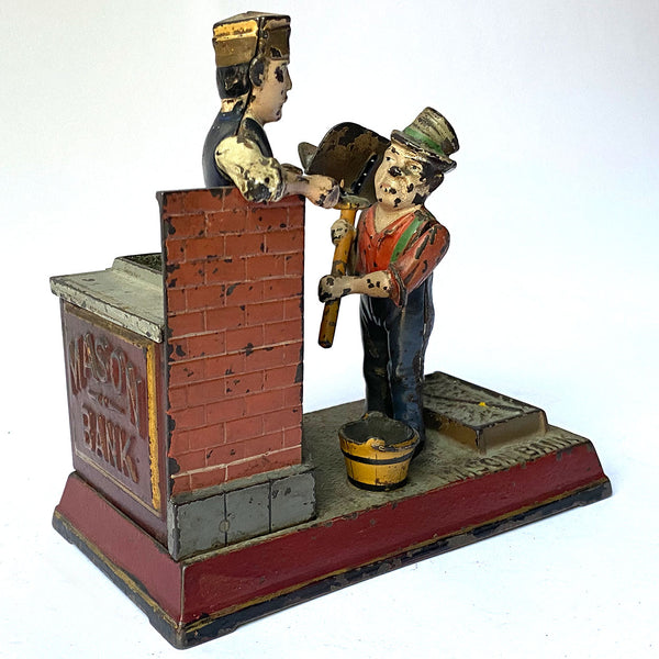 American Shepard Hardware Co. Painted Cast Iron Mason Bank Mechanical Bank