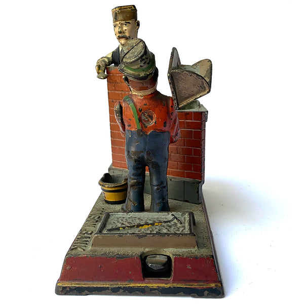 American Shepard Hardware Co. Painted Cast Iron Mason Bank Mechanical Bank