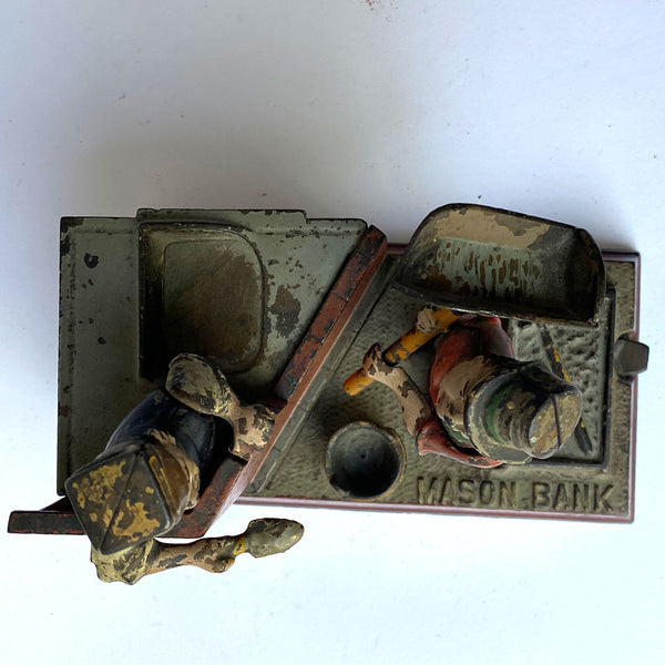 American Shepard Hardware Co. Painted Cast Iron Mason Bank Mechanical Bank