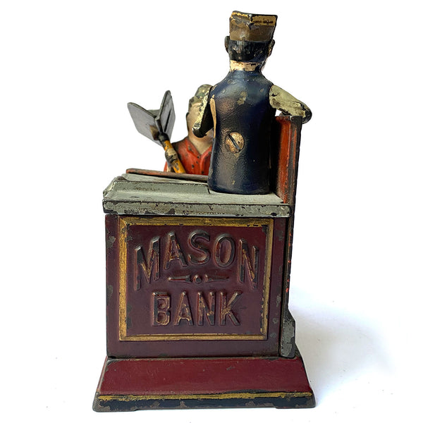 American Shepard Hardware Co. Painted Cast Iron Mason Bank Mechanical Bank