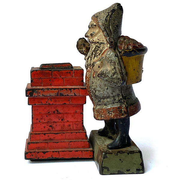 American Shepard Hardware Painted Cast Iron Santa at the Chimney Mechanical Bank