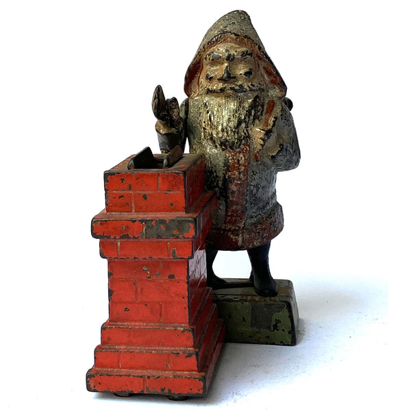 American Shepard Hardware Painted Cast Iron Santa at the Chimney Mechanical Bank