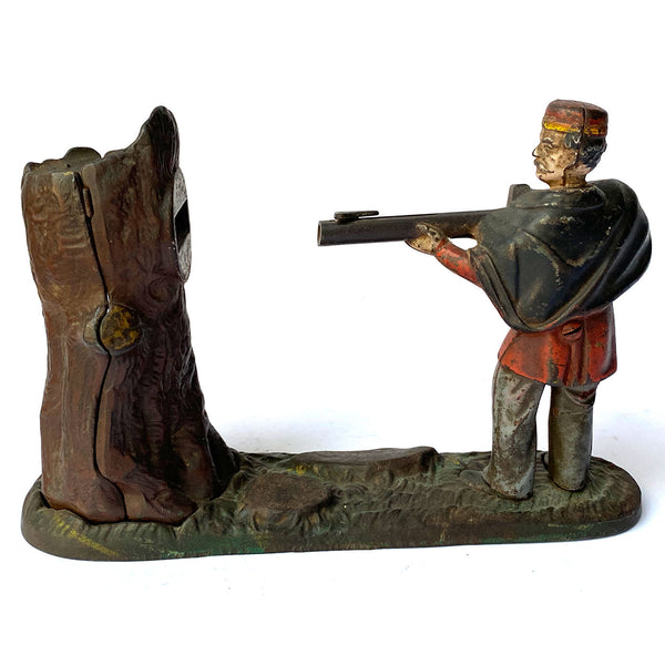 American J. & E. Stevens Painted Cast Iron Creedmoor Mechanical Bank