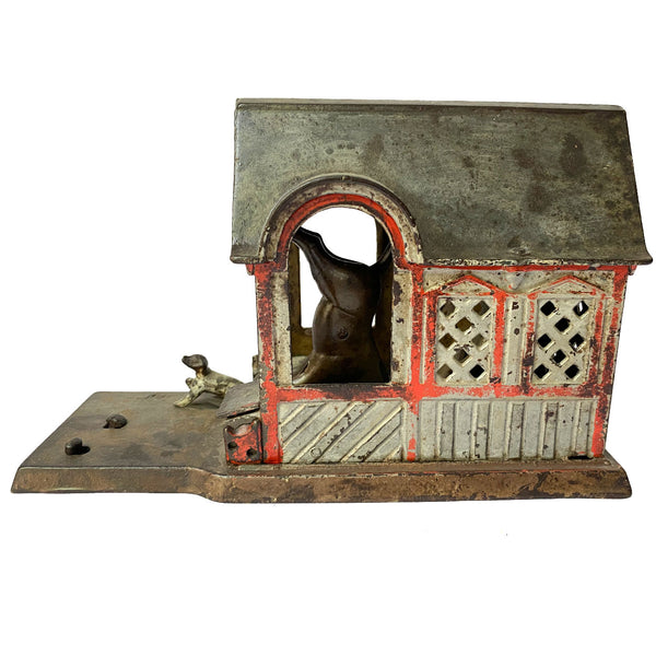 American J. & E. Stevens Painted Cast Iron Mule Entering Barn Mechanical Bank