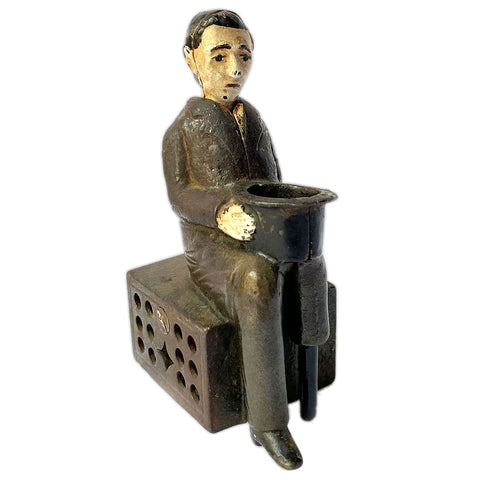 American H. L. Judd Mfg. Co. Painted Cast Iron Peg Leg Beggar Mechanical Bank