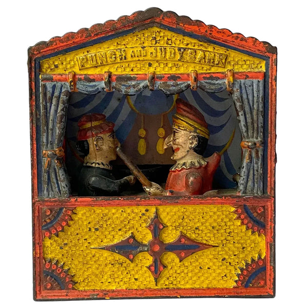 American Shepard Hardware Co. Painted Cast Iron Punch and Judy Mechanical Bank