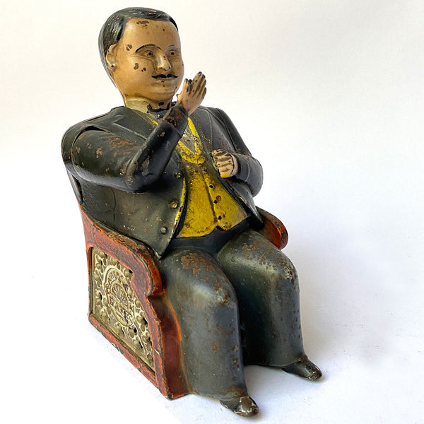 American J. & E. Stevens Painted Cast Iron Tammany (Little Fat Man) Mechanical Bank