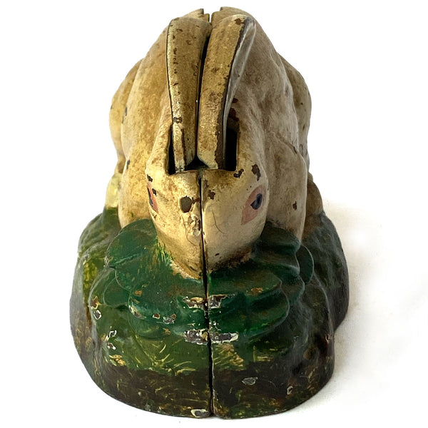 American Kilgore Mfg. Co. Painted Cast Iron Rabbit in Cabbage Mechanical Bank