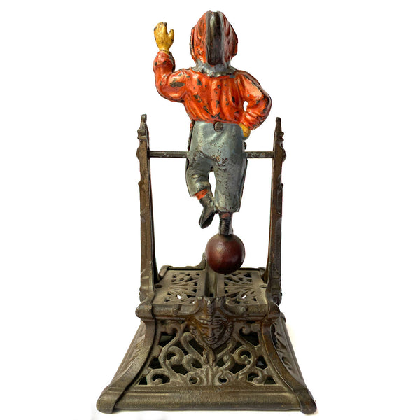 American J. Barton Smith Co. Painted Cast Iron Boy on Trapeze Mechanical Bank