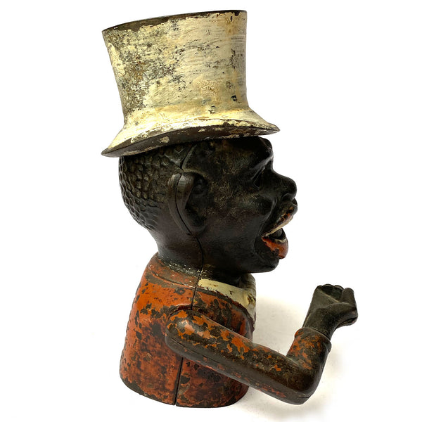 English John Harper Co. Ltd. Painted Cast Iron Jolly Man Mechanical Bank