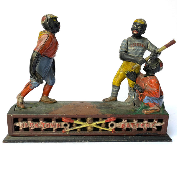 American J. & E. Stevens Painted Cast Iron Dark Town Battery Mechanical Bank