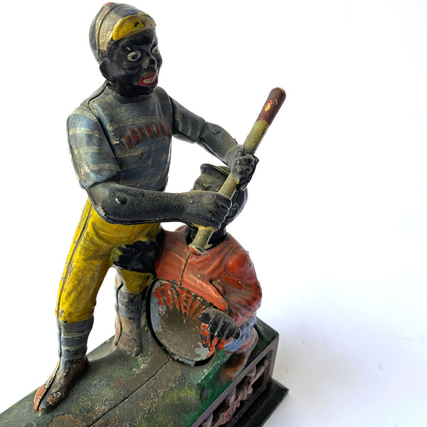 American J. & E. Stevens Painted Cast Iron Dark Town Battery Mechanical Bank