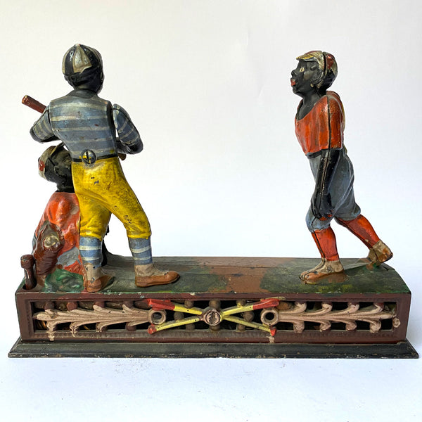 American J. & E. Stevens Painted Cast Iron Dark Town Battery Mechanical Bank