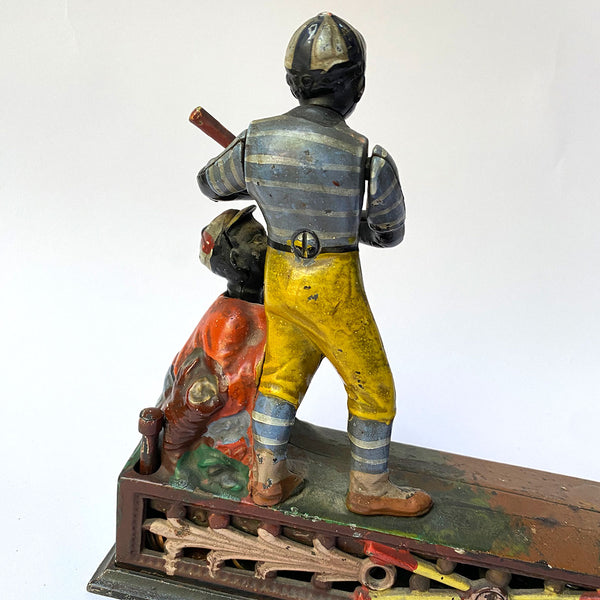 American J. & E. Stevens Painted Cast Iron Dark Town Battery Mechanical Bank