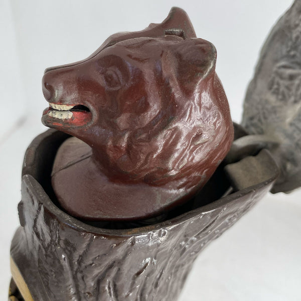 American J. & E. Stevens Painted Cast Iron Teddy and the Bear Mechanical Bank