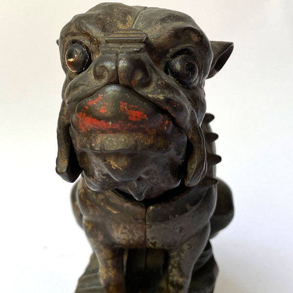 American J. & E. Stevens Painted Cast Iron Bulldog Mechanical Bank