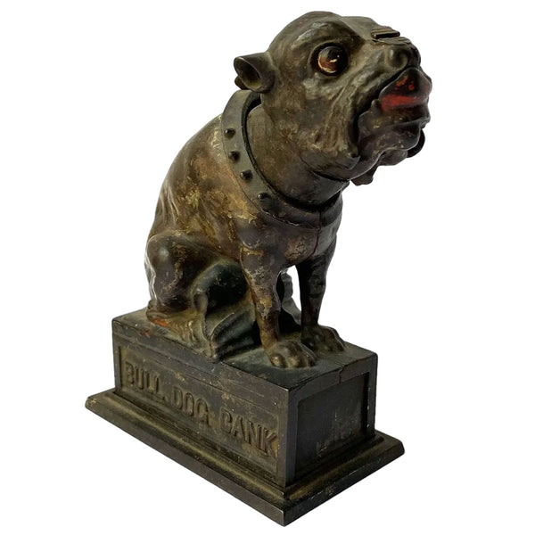 American J. & E. Stevens Painted Cast Iron Bulldog Mechanical Bank