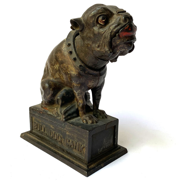 American J. & E. Stevens Painted Cast Iron Bulldog Mechanical Bank