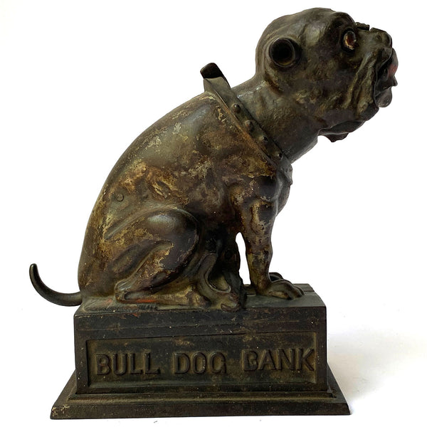 American J. & E. Stevens Painted Cast Iron Bulldog Mechanical Bank