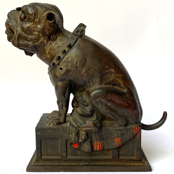 American J. & E. Stevens Painted Cast Iron Bull Dog Mechanical Bank