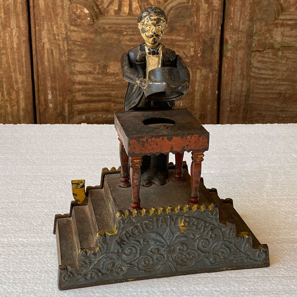 American J. & E. Stevens Painted Cast Iron Magician Mechanical Bank