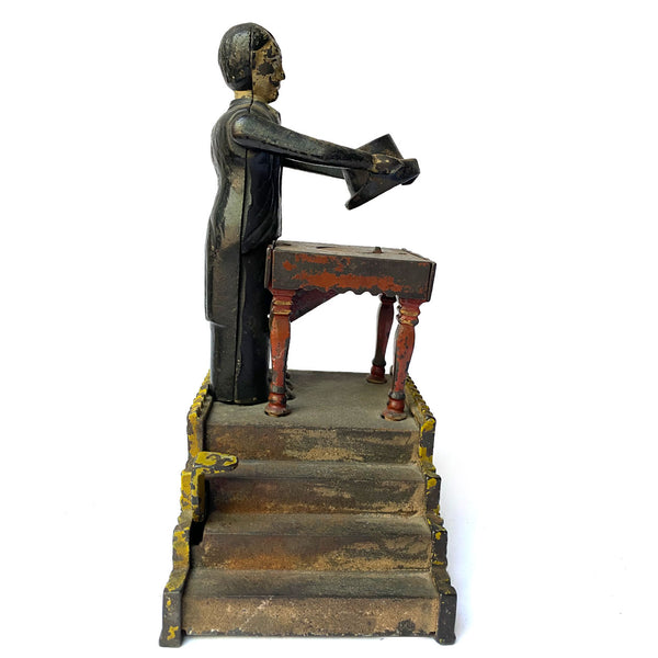 American J. & E. Stevens Painted Cast Iron Magician Mechanical Bank