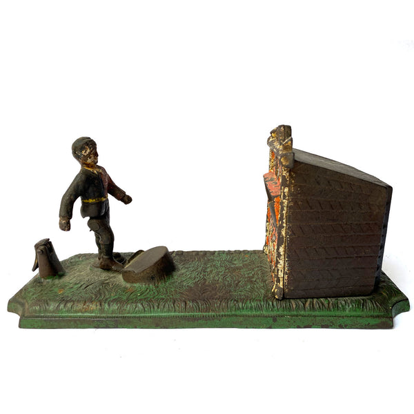 English John Harper & Co. Painted Cast Iron Football Mechanical Bank