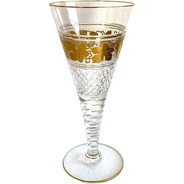 Set Belgian Val Saint Lambert Gilt Cut Crystal Westminster Goblets [8.25 inch] (10 pieces)