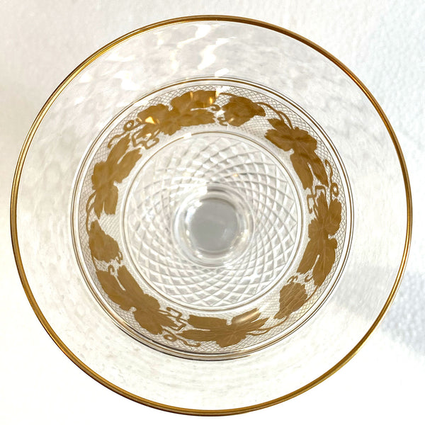 Set Belgian Val Saint Lambert Gilt Cut Crystal Westminster Goblets [8.25 inch] (10 pieces)