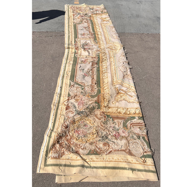 Large Vintage Louis XVI Style Wool Savonnerie Aubusson Needlepoint Rug