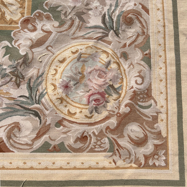 Large Vintage Louis XVI Style Wool Savonnerie Aubusson Needlepoint Rug