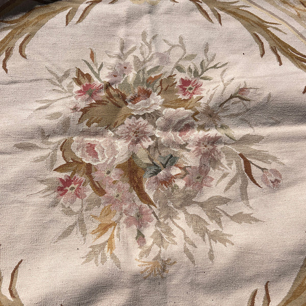Large Vintage Louis XVI Style Wool Savonnerie Aubusson Needlepoint Rug