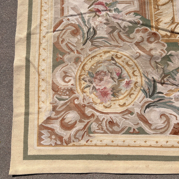 Large Vintage Louis XVI Style Wool Savonnerie Aubusson Needlepoint Rug