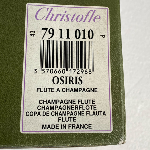 Set Six French Christofle Osiris Glass and Crystal Champagne Flutes