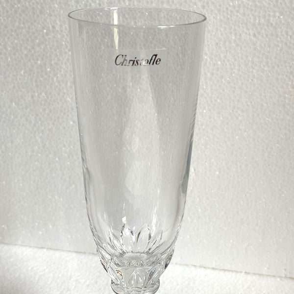 Set Six French Christofle Osiris Glass and Crystal Champagne Flutes