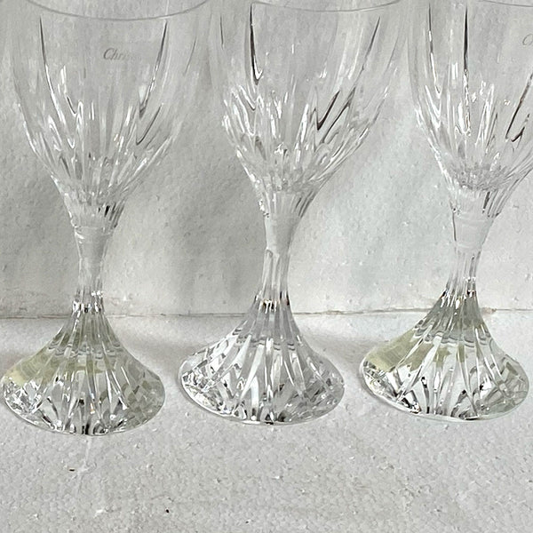 Set Six French Christofle Cathedrale Glass and Crystal White Wine Glasses