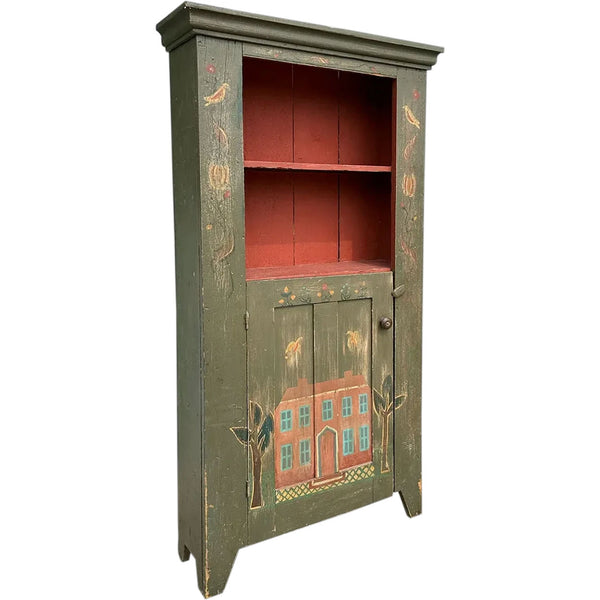 American Painted Pine One-Door Display Cupboard