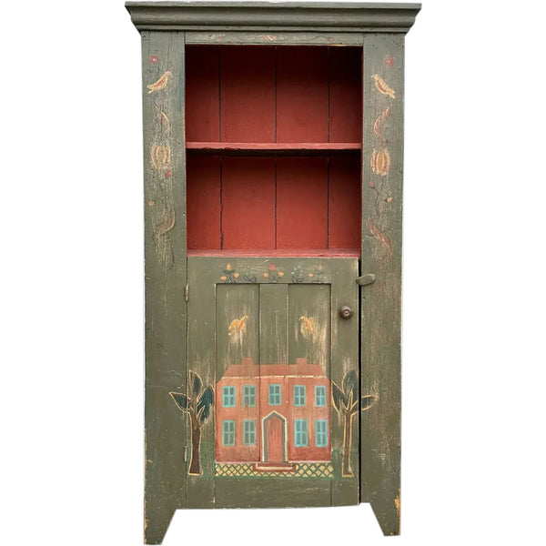 American Painted Pine One-Door Display Cupboard