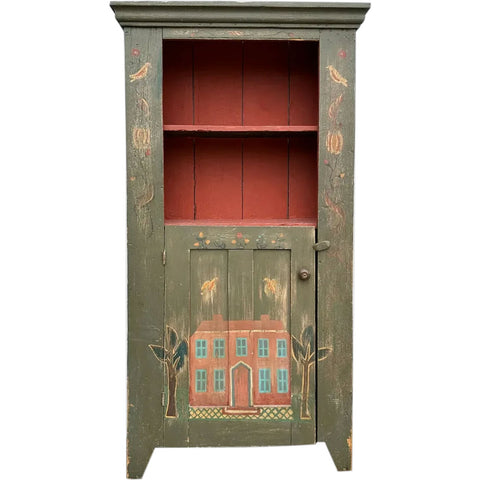 American Painted Pine One-Door Display Cupboard