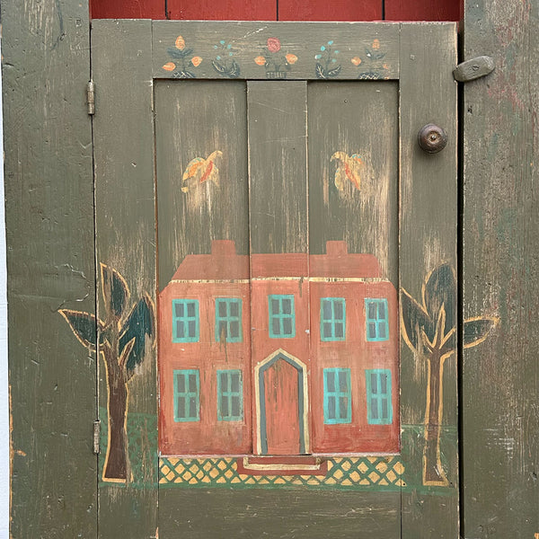 American Painted Pine One-Door Display Cupboard
