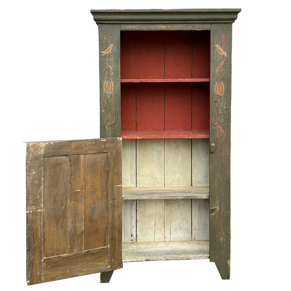 American Painted Pine One-Door Display Cupboard