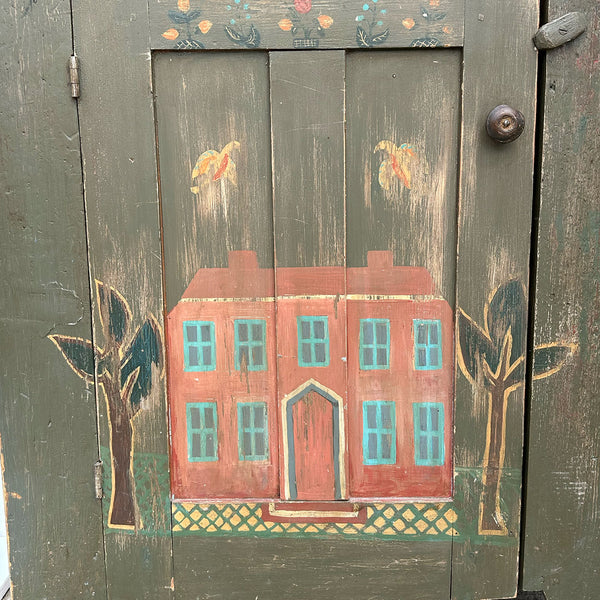 American Painted Pine One-Door Display Cupboard