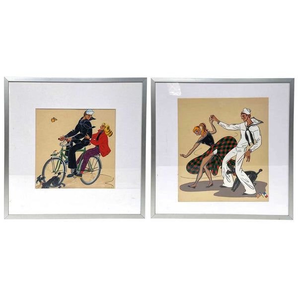 Set of Two Vintage French World War II Liberation Screen Prints