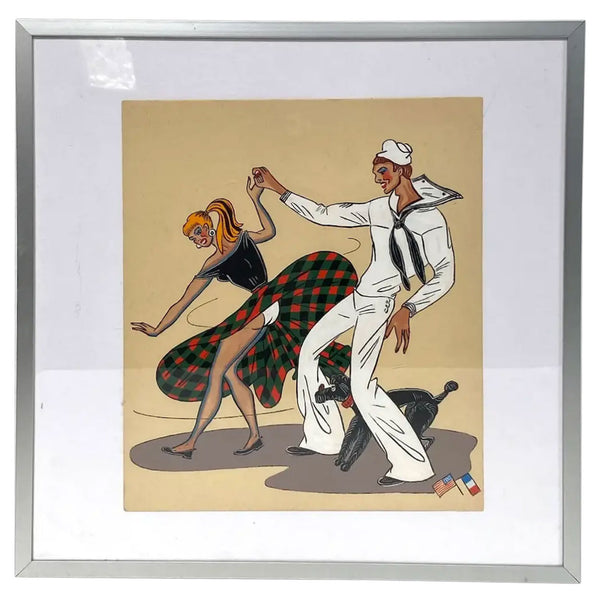 Set of Two Vintage French World War II Liberation Screen Prints