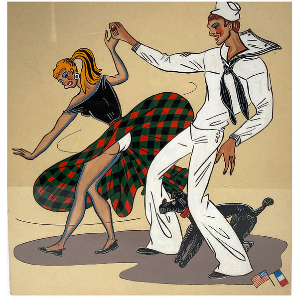 Set of Two Vintage French World War II Liberation Screen Prints