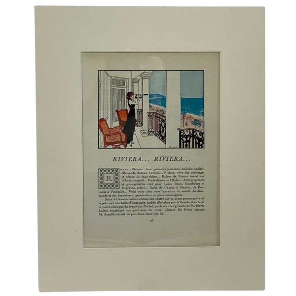 Three French Art Deco Lithograph and Pochoir Stencil on Paper Fashion Magazine Plates