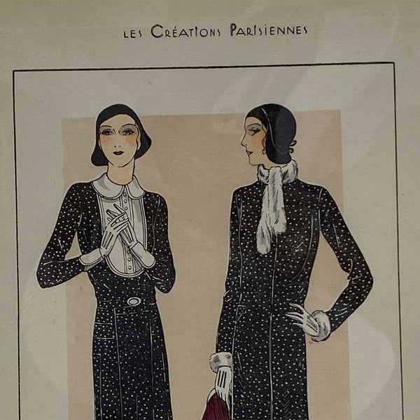 Three French Art Deco Lithograph and Pochoir Stencil on Paper Fashion Magazine Plates