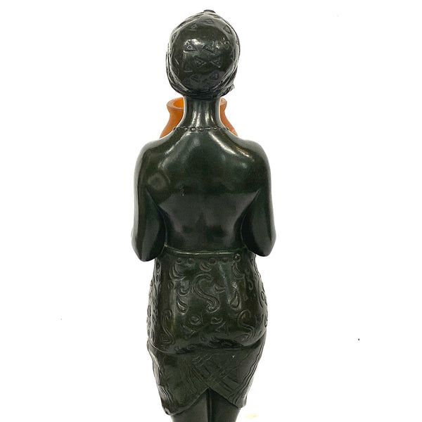 French PIERRE LE FAGUAYS Bronze and Daum Glass Lamp, Esclave à l'Urne