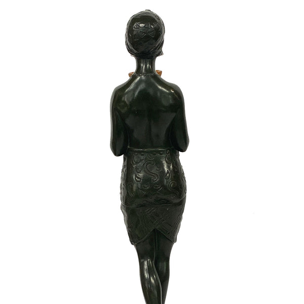 French PIERRE LE FAGUAYS Bronze and Daum Glass Lamp, Esclave à l'Urne
