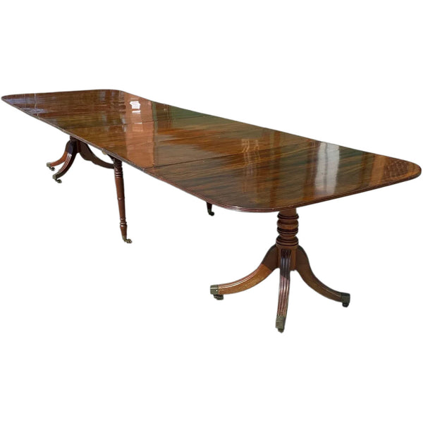 English Georgian Style Mahogany Double Pedestal Dining Table